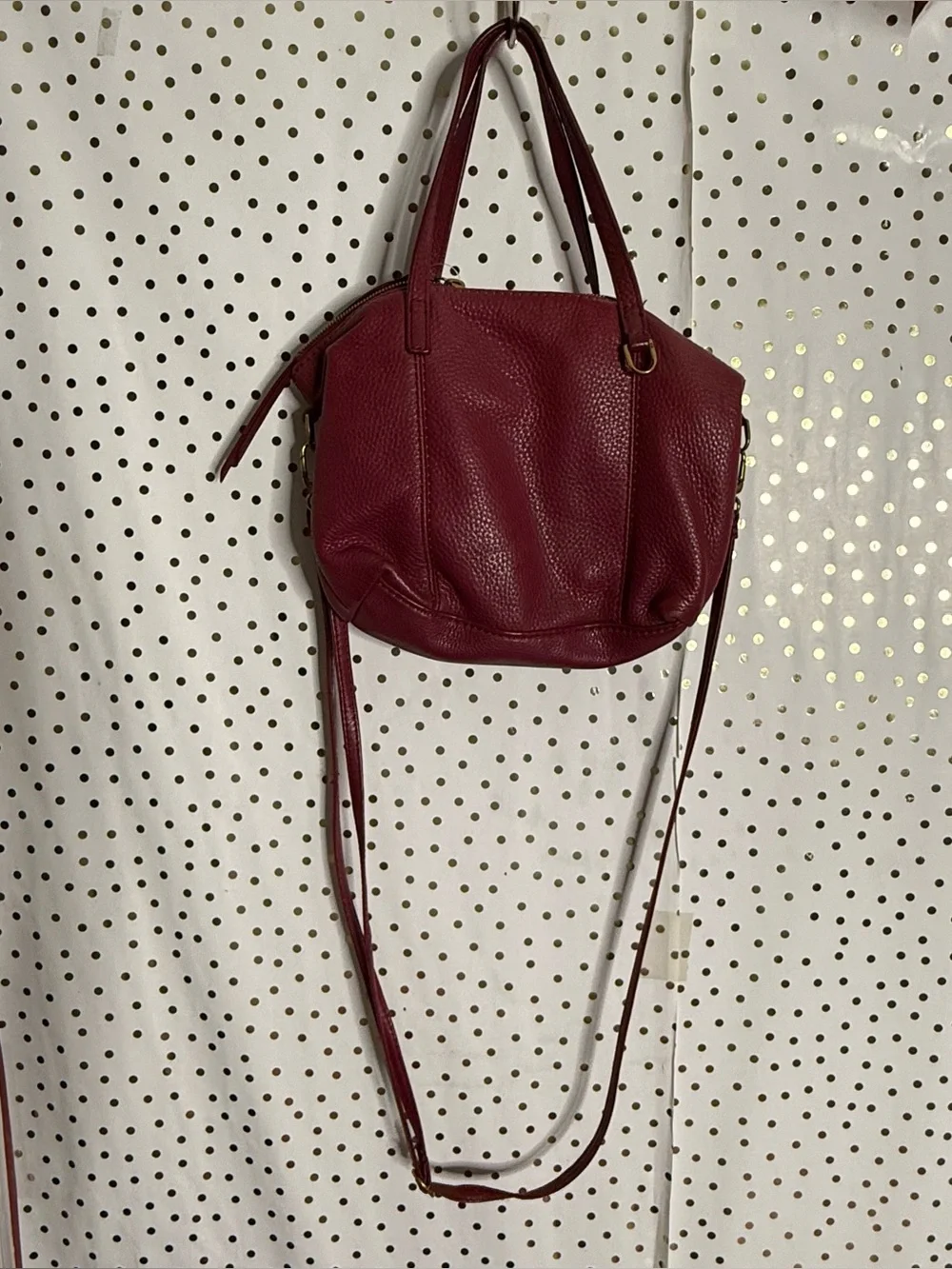 Hobo Red Leather Tote Bag with Crossbody Strap